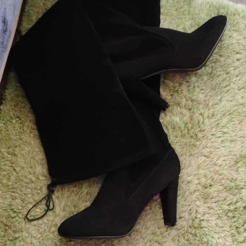 New over knee black high heel boots